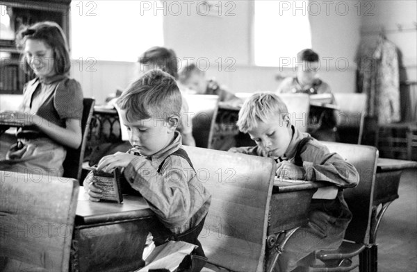 Students in Rural Schoolroom, Wisconsin, USA, John Vachon for U.S. Resettlement Administration, September 1939