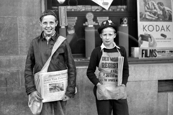 Two Newsboys, Marshalltown, Iowa, USA, John Vachon for Farm Security Administration, April 1940