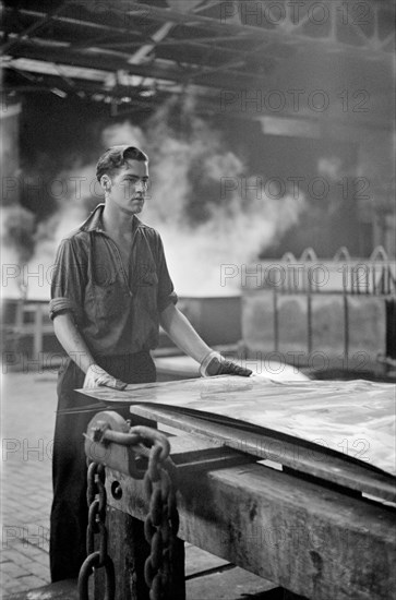 Steelworker at Galvanizing Machine, Pittsburgh, Pennsylvania, USA, Arthur Rothstein for Farm Security Administration, July 1938