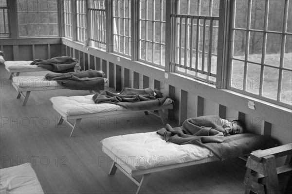 Children Sleeping in Nursery School, Arthurdale Subsistence Homesteads Project, Reedsville, West Virginia, USA, Edwin Locke for U.S. Resettlement Administration, December 1936