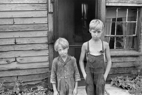 Two Young Boys of Family on Relief, near Urbana, Ohio, USA, Ben Shahn, Farm Security Administration, August 1938