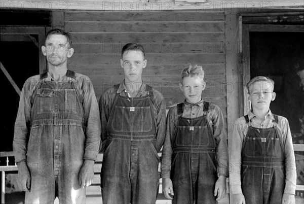 Farm Security Administration Client with his Three Sons, Caruthersville, Missouri, USA, Russell Lee, Farm Security Administration, August 1938