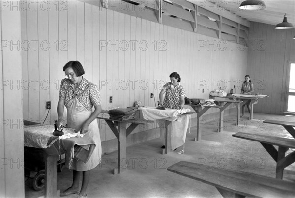 Ironing Room, Agua Fria Migratory Labor Camp, Arizona, USA, Russell Lee, Farm Security Administration, March 1940
