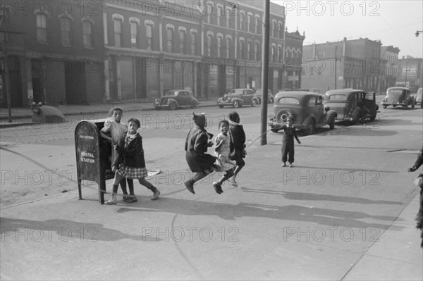 Children Jumping Rope, South Side, Chicago, Illinois, USA, Russell Lee, Farm Security Administration, April 1941