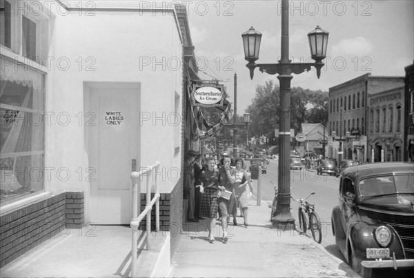 Street Scene, Door Marked "White Ladies Only", Durham, North Carolina, USA, Jack Delano, Office of War Information, May 1940