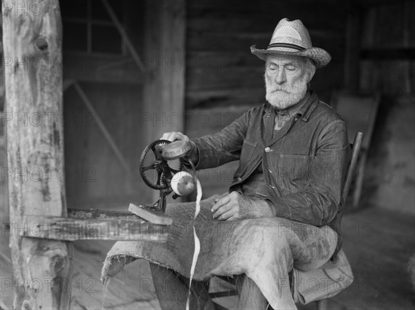 Russ Nicholson Peeling Apples, Shenandoah National Park, Virginia, USA, Arthur Rothstein, Farm Security Administration, October 1935