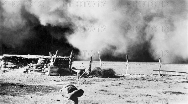 Dust Storm, Baca County, Colorado, USA, J.H. Ward, Farm Security Administration, April 14, 1935