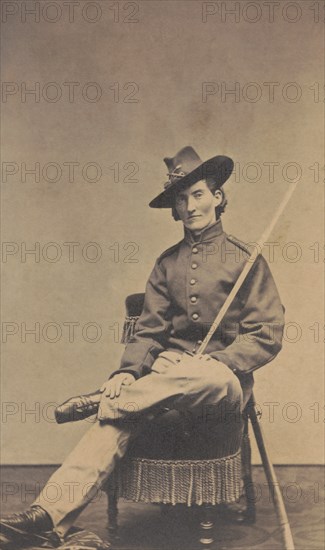 Frances Clalin Clayton, Woman who Disguised herself as a Man, "Jack Williams," to fight in Union Army during American Civil War, Seated Portrait Wearing Uniform, Samuel Masury, 1865