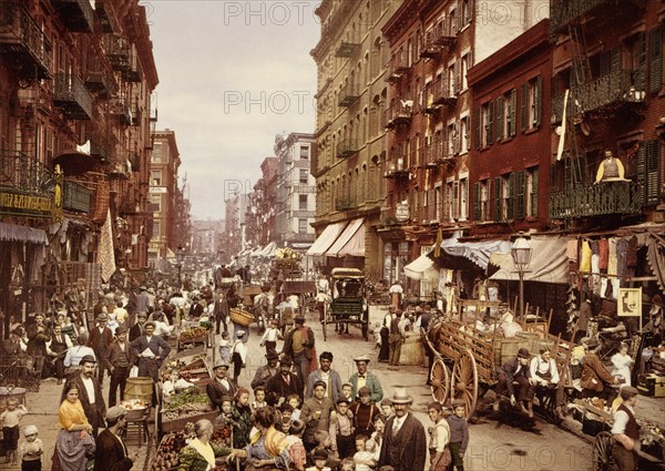 Mulberry Street, New York City, New York, USA, Detroit Publishing Company, 1900