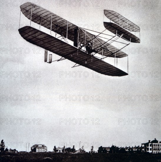 Orville Wright Demonstrating the Wright Bi-Plane, Fort Myer, Virginia, USA, 1908