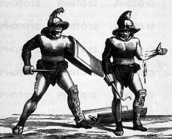 Roman Gladiators, Engraving, 1882