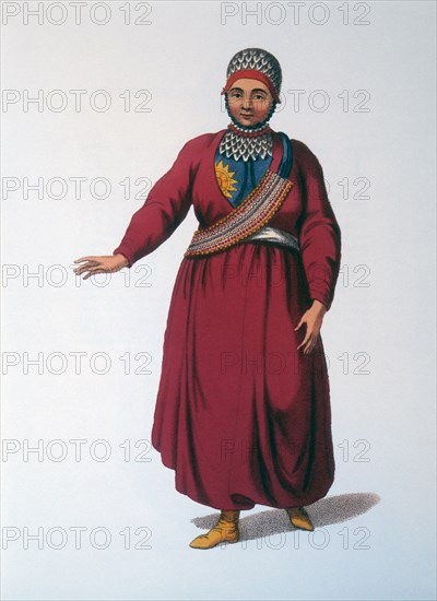 Tartar Woman of Kazan, Costumes of the Russian Empire, Hand-Colored Engraving, circa 1803