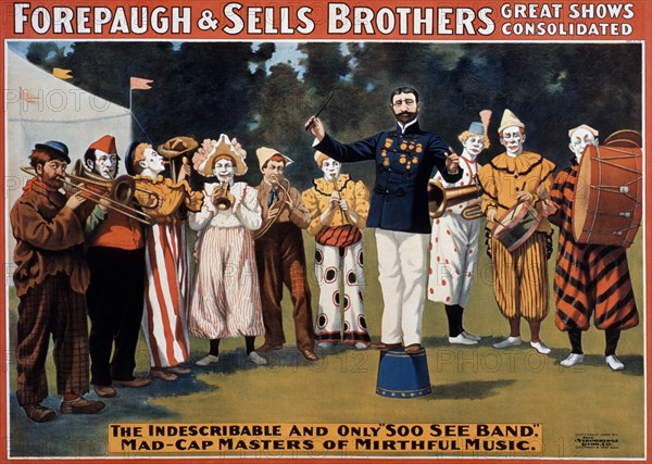 Forepaugh and Sells Brothers Poster, The Indescribable and Only Soo See Band, circa 1900