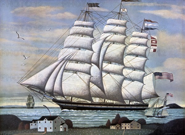 U.S.S. Republic, Lithograph, 19th Century