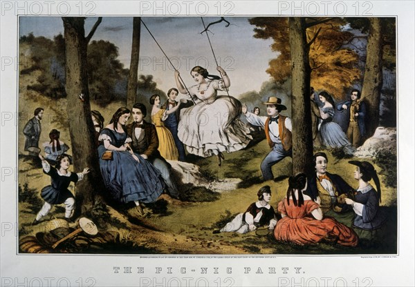 The Picnic Party, Currier & Ives, Lithograph, circa 1856