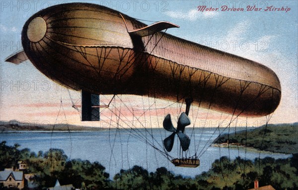 Motor Driven War Airship, Illustration, circa 1909