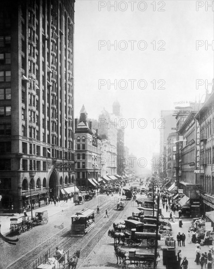 State Street, Chicago, Illinois, USA, circa 1890