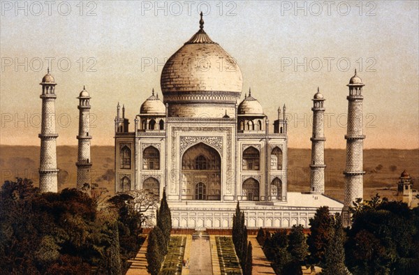 Taj Mahal, Agra, India, Chromolithograph, circa 1890