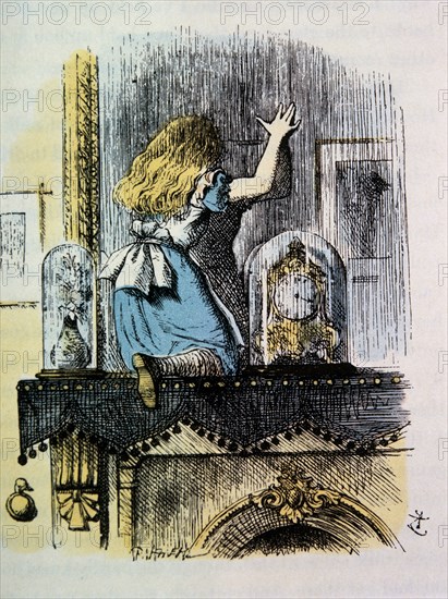 Looking Glass House, Through the Looking Glass by Lewis Carroll, Hand-Colored Illustration by John Tenniel, circa 1872