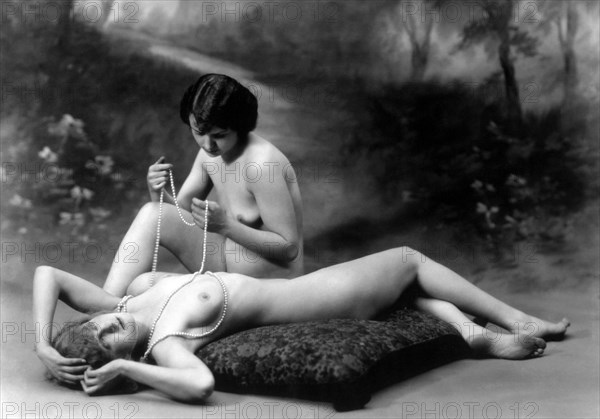 Two Nude Women With Pearl Necklace, circa 1925