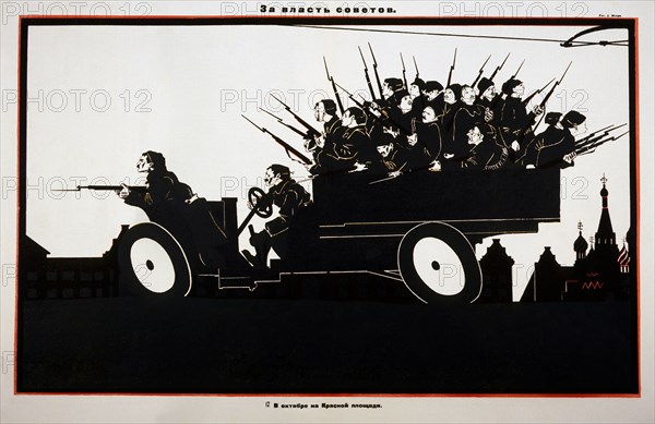 Soviet Soldiers in Truck, Illustration, circa 1925