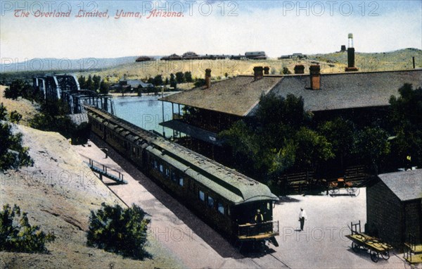 Southern Pacific Railroad Overland Limited at Yuma, Arizona, Postcard, circa 1910