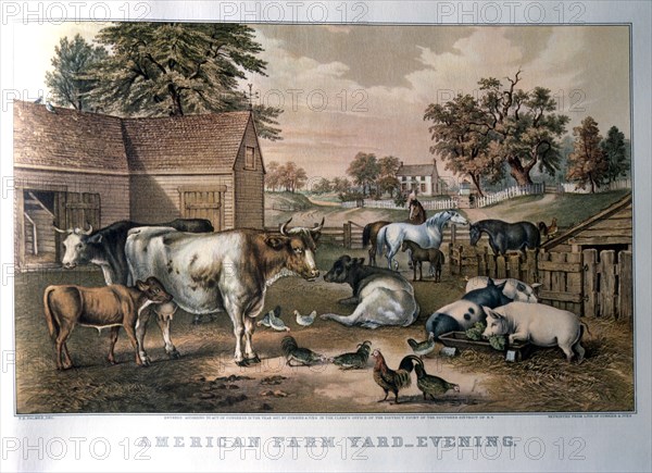 American Farm Yard, Currier & Ives, Lithograph, circa 1857