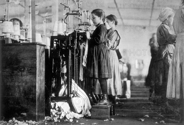 Young Girls Working in Southern Hosiery Mill, USA, circa 1910