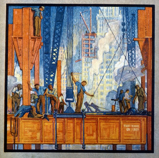 Construction Workers, New York City, USA, Illustration, circa 1915