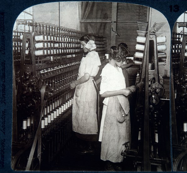 Women Mill Workers, Paterson, New Jersey, USA, Single Image of Stereo Card, circa 1900