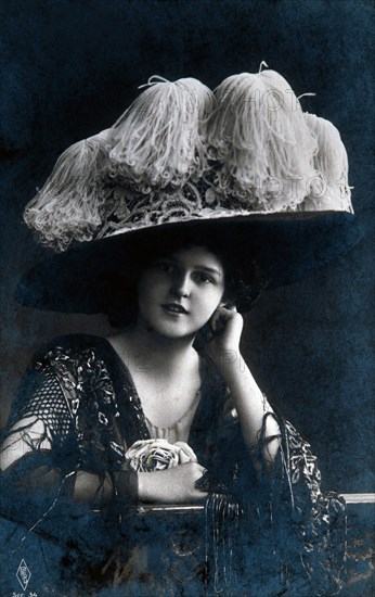 Woman Wearing Large Hat, Portrait, circa 1909