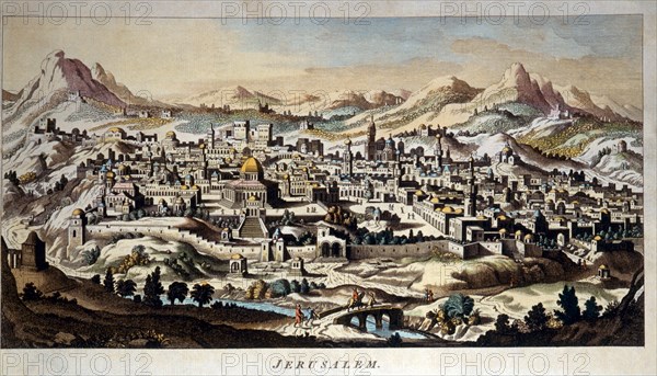 Jerusalem, Hand-Colored Engraving, 1782