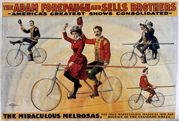 The Miraculous Melrosas, Forepaugh & Sells Bros., Circus Poster, circa 1900