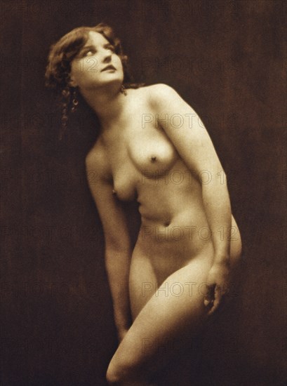 Standing Nude Woman, Portrait, Gravure Photograph, circa 1925