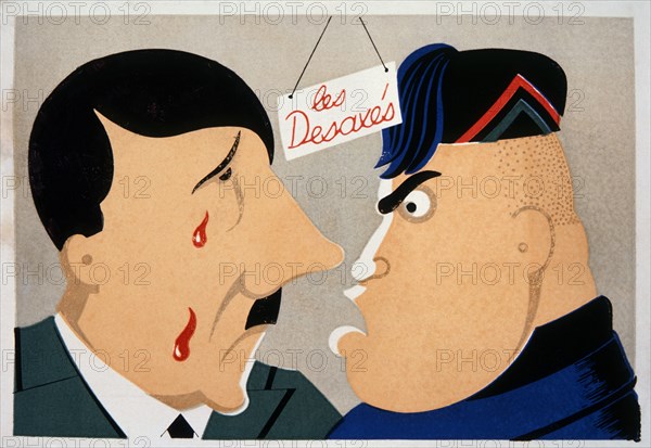 Adolf Hitler and Benito Mussolini, "The Lunatics", Poster, 1944