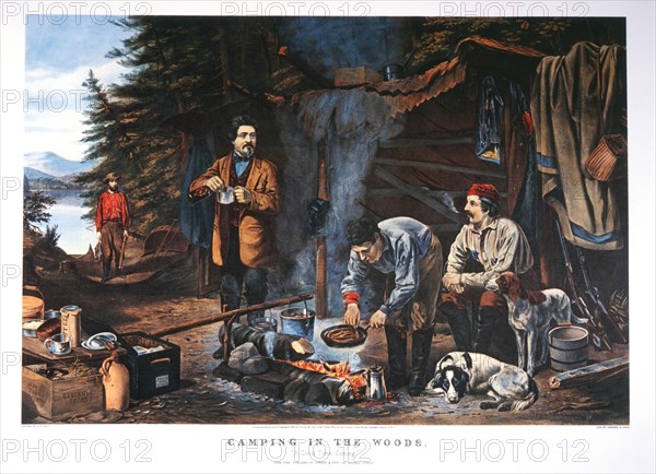 Camping in the Woods, Currier & Ives, Lithograph, 1863
