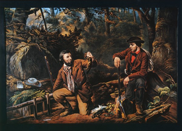 Mink Trapping, Currier & Ives, Lithograph, 1862
