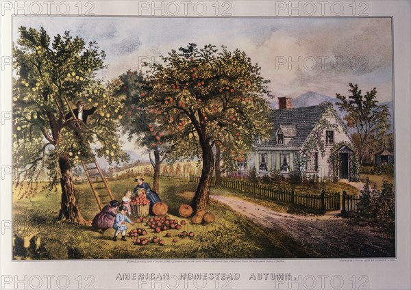 American Homestead, Autumn, Currier & Ives, Lithograph, 1869