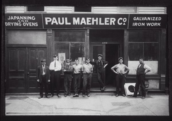 Group of Employees Standing in front of Hardware Store Exterior, circa 1910