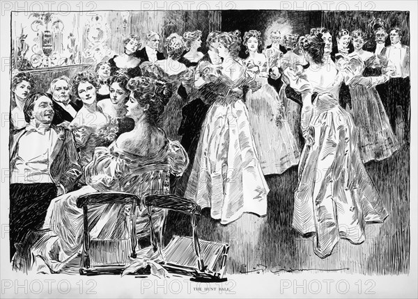 Hunt Ball, Charles Dana Gibson, Drawing, 1895