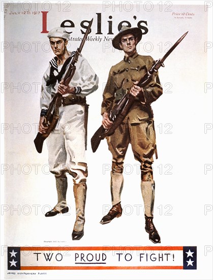 Two Proud to Fight!, Cover of Leslie's Illustrated Weekly News, July 12, 1917