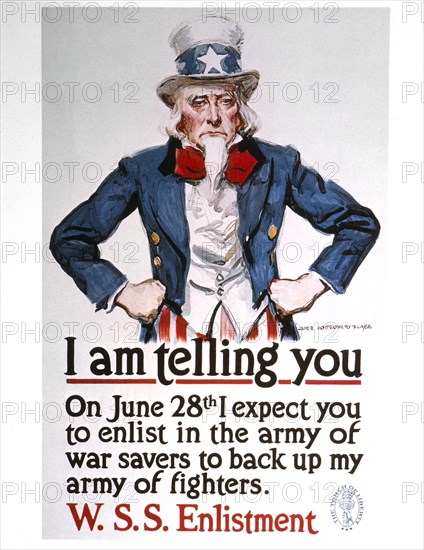 Uncle Sam on World War I War Savings Poster, USA, 1918