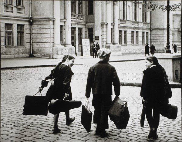 Three Young Musicians, Rear View, Moscow, 1965
