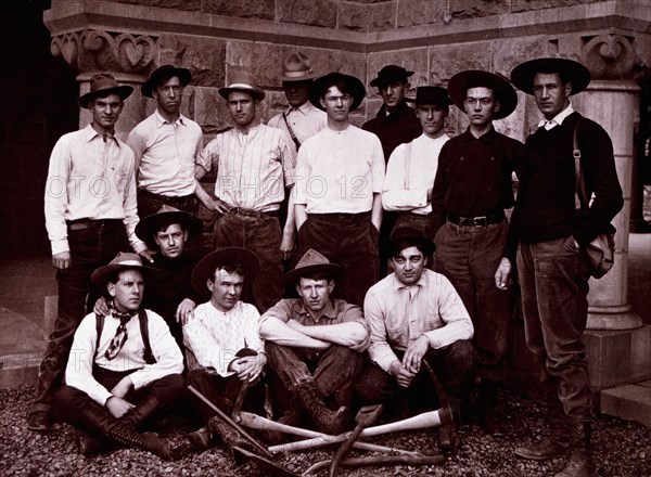 Group of Workers With Picks and Shovels, circa 1890