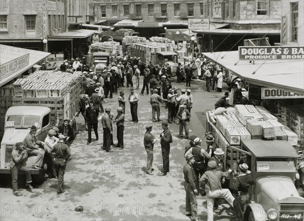 Produce Market Workers and Police, New York City, USA, "Racket Busters", 1938