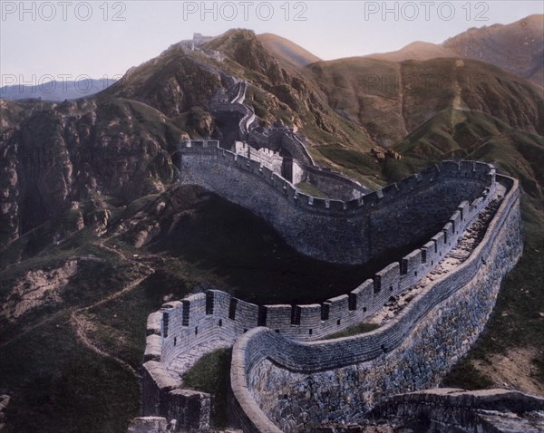 Great Wall of China, Hand-Colored Photograph, 1930