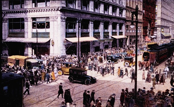 State & Madison Streets, Chicago, Illinois, USA, 1915