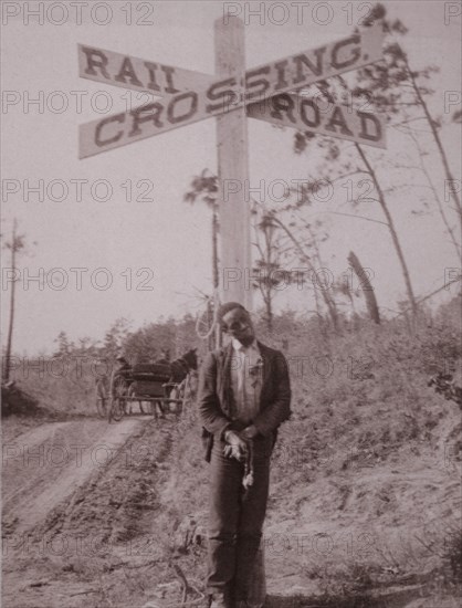 Man Lynched at Railroad Crossing, Orangeburg, South Carolina, USA, Albumen Photograph, 1885