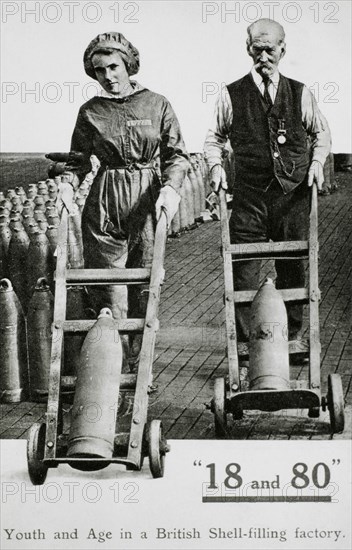 Young Woman and Elderly Man, Youth and Age in British Shell-Filling Factory During World War I