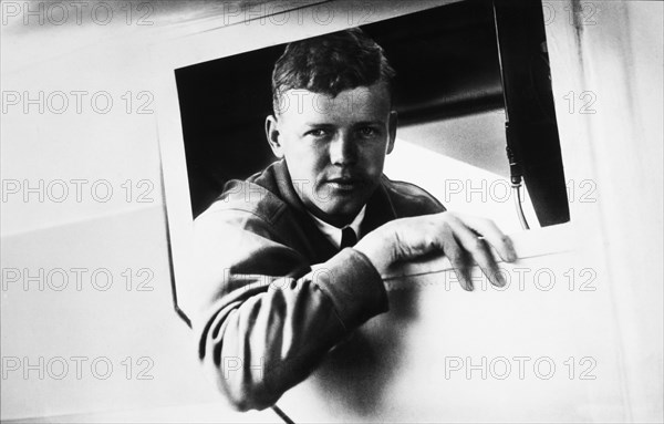 Charles Lindbergh (1902-1974), Leaning From Cockpit Window of Ryan NYP Spirit of St. Louis Before Solo Flight from New York to Paris, May 20  1927
